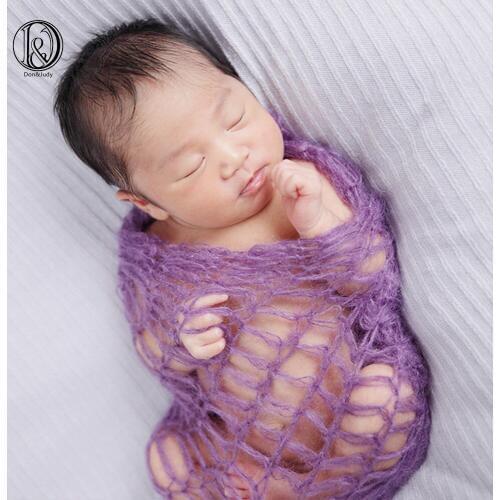 Hand Crochet Real Mohair Stretch Baby Wraps 60x30cm 2pcs/Lot Mix Colors Newborn Photography Accessories Infant Photo Shooting