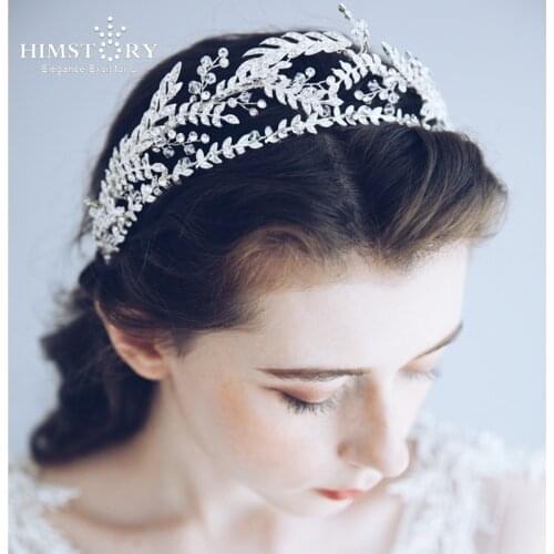 Himstory Luxury Leaves Branch Wedding Headband Tiaras Crown Wholesale Hairband Princess Hair Accessories
