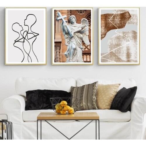 Modern Abstract Canvas Painting Classic Sculpture Line Art Simple Home Decoration Living Room Wall Art Hanging Picture Frameless