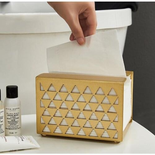 Brass small size drawing carton gold hollow triangle paper towel storage box household light luxury napkin carton restaurant