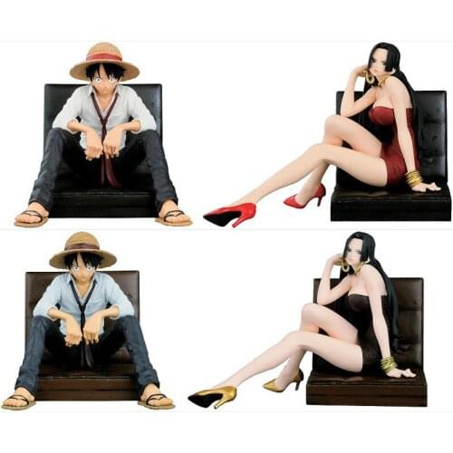 Anime One Piece Luffy Wife Hancock Life Ver. Sexy Chair Sofa PVC Action Figure Luffy Hancock Collectible Model Toy 12cm
