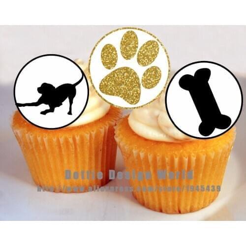 24 Dog Theme Edible Cake Topper Wafer Rice Paper For Cake Cookie Cupcake Toppers Birthday Wedding Cake Decoration Party Supplier