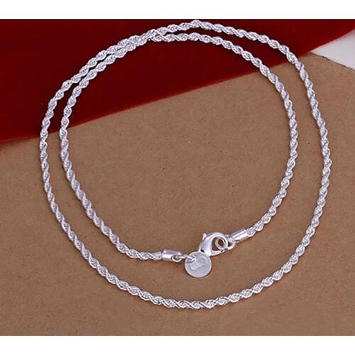 Womens 2MM Twisted Necklace Chain Stylish Jewelry Silver Plated Alloy Necklace Good Jewelry Present For Your Lover