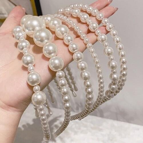 2021 New Women Elegant Full Pearls Hairbands Sweet Headband Hair Bundle Lady Hair Hoops Fashion Accessories