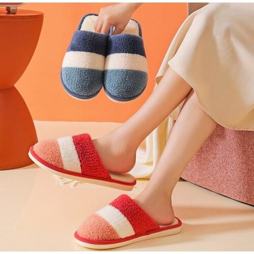 Winter Plush Slippers Men Indoor Heel Wrap Men Shoes Soft EVA Anti-slip Thick Sole Platform Shoes Warm Women Slipper Men