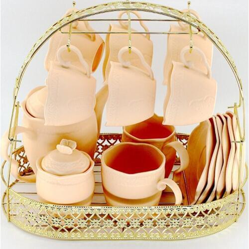 Gold Large-Capacity Storage Rack Plating Coffee Cup Hob Dish Rack Can Hang Most Cups, Saucers, Spoons and Pot Metal Stand Holder