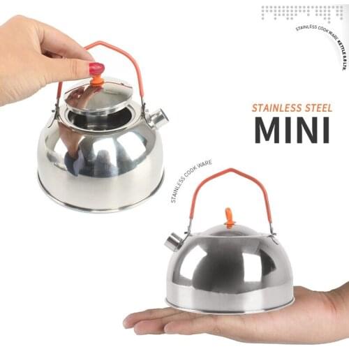0.6L Stainless Steel Water Kettle Outdoor Mini Boil Water Coffee Pot Portable Travel Camping Hiking Kitchenware Teapot Canteen