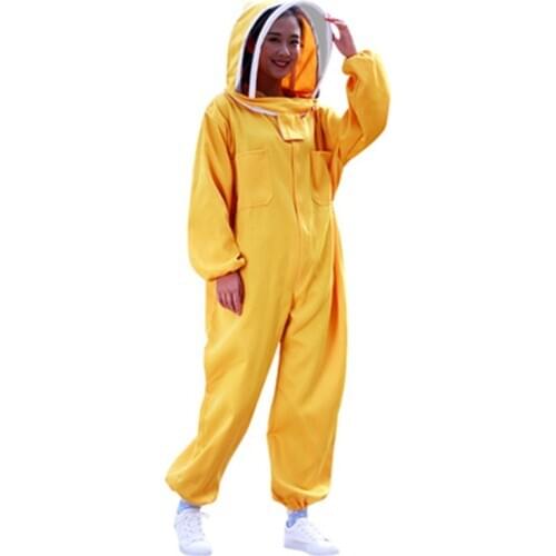 1 pcs Cotton Zippered Protective Beekeeping Suit with Hooded Veil Beekeeper Clothing Beekeepers Bee Suit Equipment