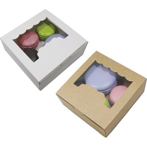 10pcs/lot White / Brown Baking Food Packing Boxes Party Favor Kraft Cookies Biscuit Storage Paper Boxes Chocolate Candy Gift Box