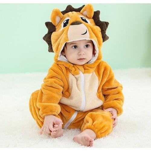 2021 Baby Clothes Infant Romper Cartoon Monkey Boys Girls Jumpsuit New Born Clothing Hooded Toddler Cow Lion Fox Baby Costumes
