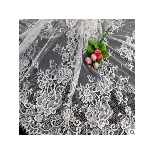 3M/lot Stretch eyelash lace fabric black white wedding skirt embroidered cloth curtains decorated wedding background