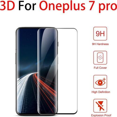 3D Tempered Glass For oneplus 7 pro Screen protector glass 2.5D for oneplus7 9H HD curved glas not film ONE PLUS 7pro on display