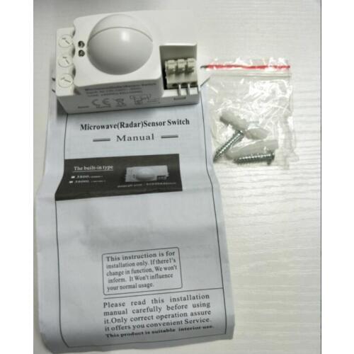 50pcs 360 Degree 500W Microwave Smart Motion Sensor Light Radar Switch Ceiling Recessed Wall 90x40x40mm