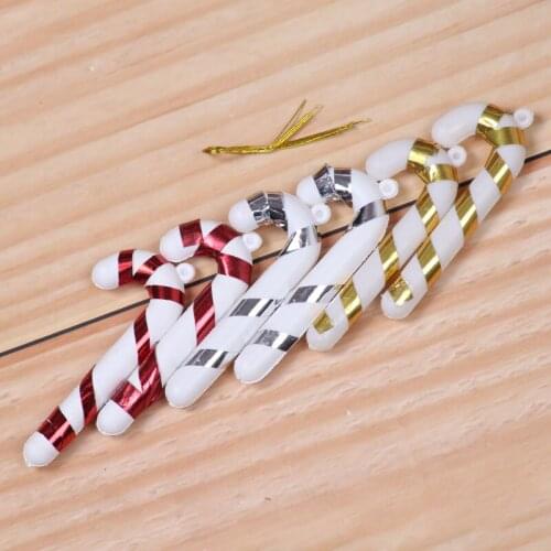 6pcs Christmas Tree Decor Candy Cane Red Blue Plastic Crutch Hanging Ornament for Xmas New Year 2022 Decoration Xmas Natal Gift