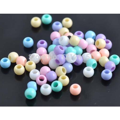 8mm 300pcs Mixed big hole Acrylic Round Spacer beads For jewelry handmade Diy 2017 New YKL0264