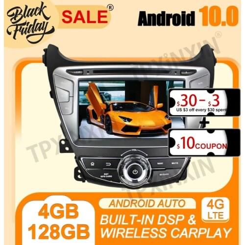 For Hyundai Elantra 2014-2015 Android 10.0 4G+128G PX6 IPS Carplay Multimedia Player Auto Radio Tape Recorder GPS Navi Head Unit