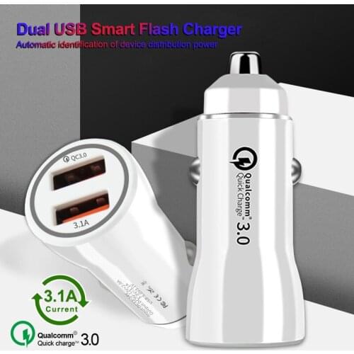 Double Qualcomm Quick Charge 3.0 USB Car Charger Dual QC 3.0 Car USB Charger Mini Vehicle Phone Charger Fast Charging for iPhone