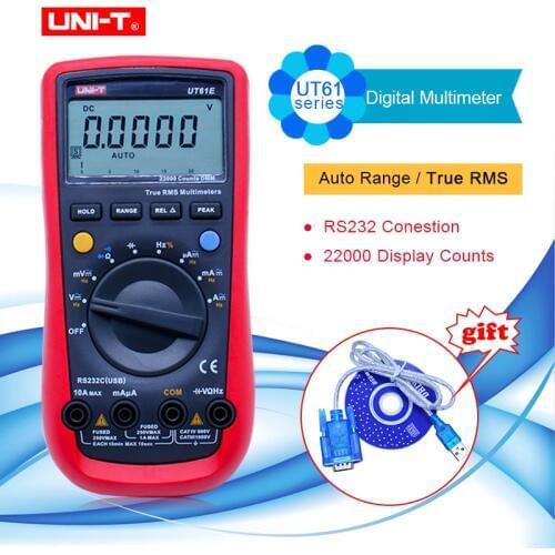 UNI-T UT61A/ UT61B/UT6C/UT6D/UT6E digital multimeter auto range multimetro PC Connect AC DC Voltmeter Ammeter tester+RS232-USB