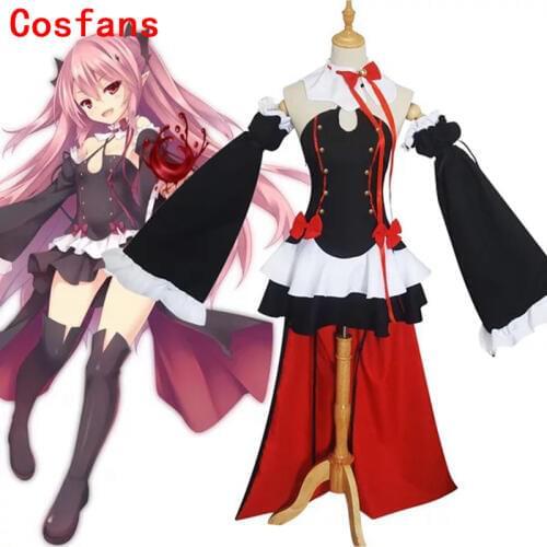 COSFANS Owari No Seraph Of The End Krul Tepes Wigs Cosplay Costumes Lolita Dress Vampire Uniforms 6Pcs/Set For Halloween Party