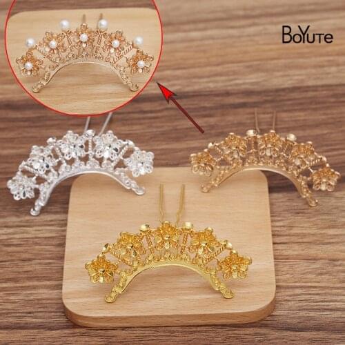 BoYuTe (5 Pieces/Lot) 76*34.5MM Alloy Flower Hairpin Hair Fork Materials Diy Ancient Chinese Clothing Accessories