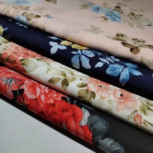 Flower Fashion Printed Polyester Fabric Women Dress Trousers Crepe Craft Floral Tissue