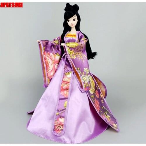 Purple Cosplay Dress For Barbie Doll Outfits 1/6 Traditional Chinese Ancient Beauty Costume Clothes Party Evening Dresses Toys