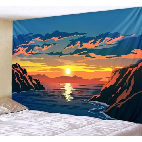 Mountain sunrise tapestry landscape wall hanging living room bedroom decoration travel camping mat yoga mat beach blanket