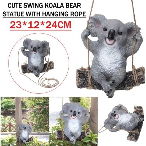 Swing Koala Statue Gardening Decoration Crafts Cute Sculpture Kid Gifts Ornaments Sculpture Home Garden Hanging Rope Decor
