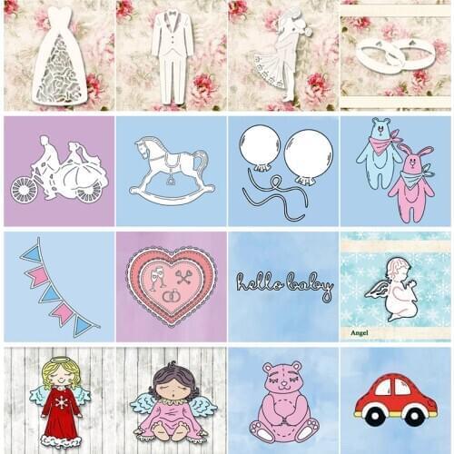 Bride And Grooms Dress Ring Wedding Suit Angel Garland Metal Cutting Dies for DIY Scrapbooking Embossing Decoration Cards Craft