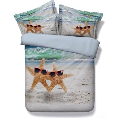 Beach bedding sets starfish quilt duvet cover bedspread bed sheet linen doona twin full queen california king size double single
