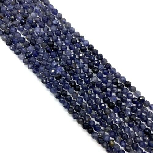 Natural Stone Round Beads Cordierite Purple Beaded Jewelry Charm Necklace Bracelet Making Accessories Handicraft Decoration