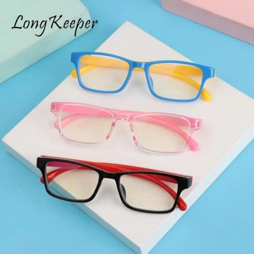 Square Anti Blue Light Glasses Kids Computer Glasses Silicone Flexible Safty Optical Frame Boys Girls Anti Blue Rays Eyeglasses