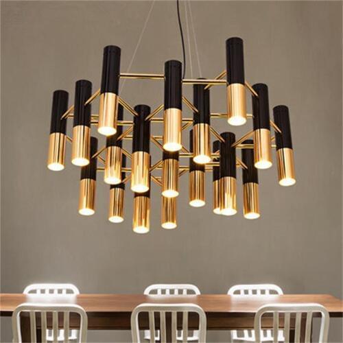 Ike metal tube LED chandelier lamp light modern black gold suspension hanging light lamp for living dinning room