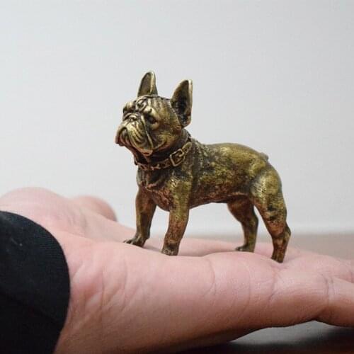 Mini brass Bulldog statue animal dog props sculpture office party bar decoration funny toy gift home decoration WJ605