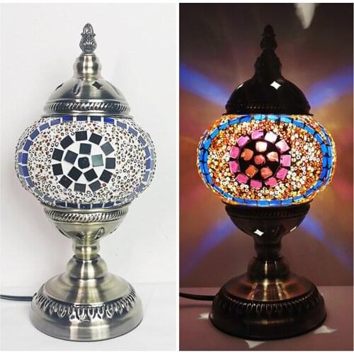 Handmade Mosaic Lamp Colored Glaze Decorative Nightlight LED Desk Lamp