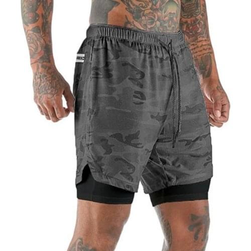 2021 NEW Summer fashion brand shorts men 2 in 1 sports jogging fitness shorts Mens Gym training Quick-drying sports shorts men
