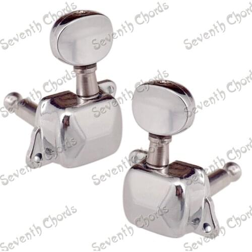 A Set Chrome Semiclosed Guitar Tuning Pegs keys Tuners Machine Heads for Acoustic Electric Guitar - small Oval Concave Button