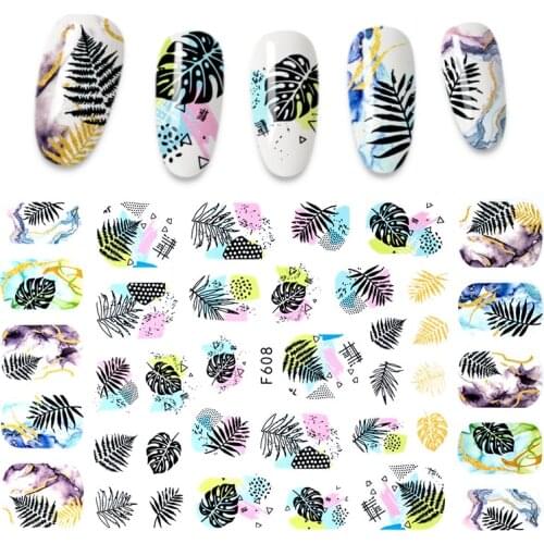 Tree Leaf Stickers for Nails Manicuring Nail Art Decoration Floral Sexy Girl Adhensive 3D Sticker