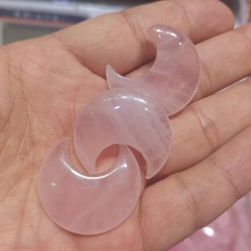 Natural Pink Quartz Crystal Moon Shaped Gemstone Healing Polished Stones Natural Quartz Crystals 1pcs/3pcs/5pcs/10pcs