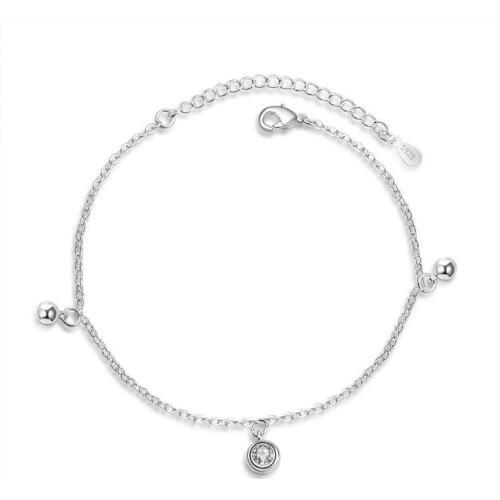 New Arrival Girls Silver 925 Anklets Jewelry Fashion Crystal Round Female Anklet For Women Accessories Trendy Princess Anklet