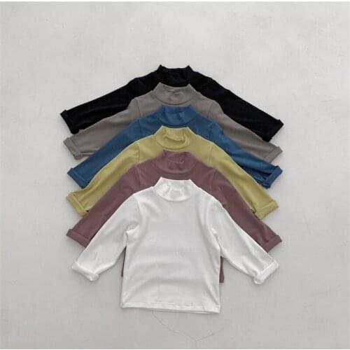 Autumn Winter Children Long Sleeve Half Turtleneck Base T shirts Boys and girls soft warm casual Bottoming Tops