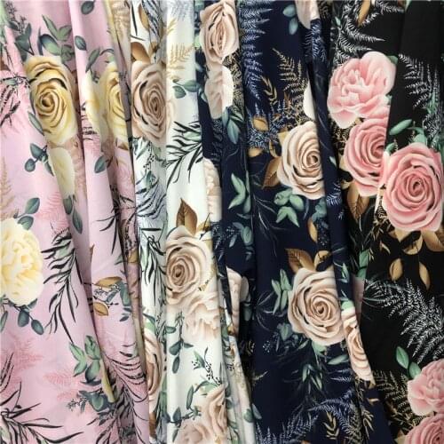 Dress Holiday Fabric Big Flower Chiffon Stretchy Fashion Suit Summer Material