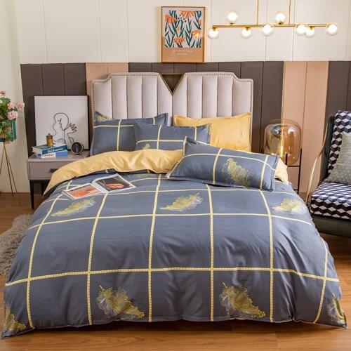 Nordic Style Duvet Cover 200x220 Pillowcase 3Pcs, Golden yellow leaves Pattern Bedding Set,240x210 Quilt Cover, Blanket Cover