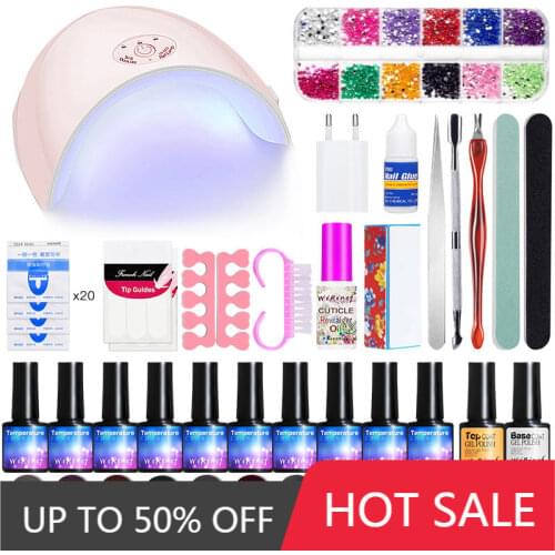 WiRinef Primer UV Gel Nail Art Kits 36w Nail Dryer Lamp Manicure UV Nail Gel Polish Set Varnish Lacquer Manicure Tools Kit