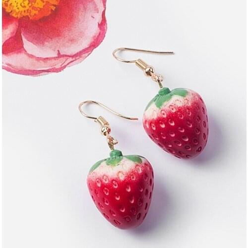 Simple Fruit Strawberry Earrings Wholesale Earing Fashion Party Charm Jewelry 2021