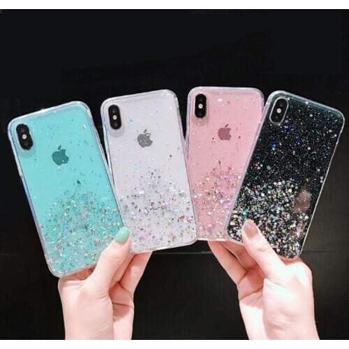 Transparent and Glitter phone cases for HUAWEI Y5 Y6 Y7 Y9 Prime2019 Honor7A 8S 9X 10i 20 lite,silicone case with silver sequins