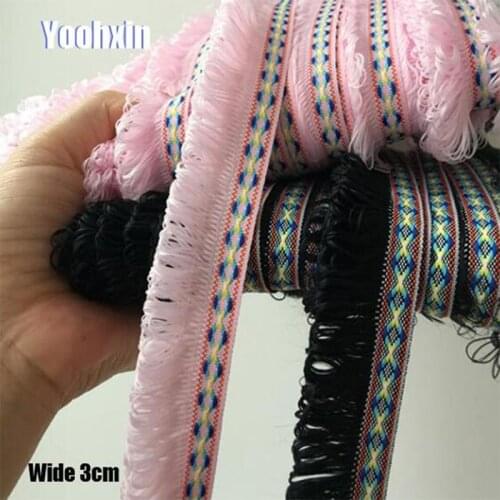 3CM Wide Luxury White Black cotton Embroidery Lace Fabric DIY applique fringe collar trim ribbon Sewing tassel wedding supply