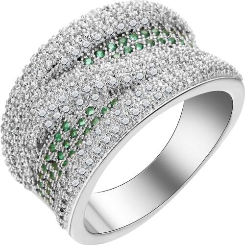 Luxury finger ring for women elegant jewelry party gift top quality hot green CZ Gem silver color wedding engagement rings