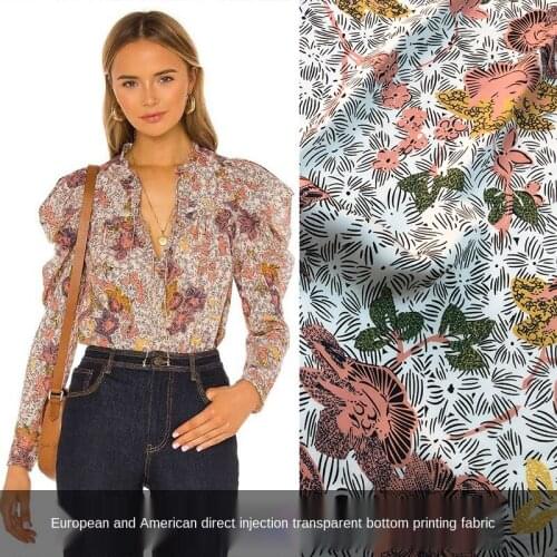 Luxury Brand 100% Polyester Printed Satin Fabric Soft Fashion Clothing Pajamas Shirt Cloth for Dress by Meter Wholesale Material