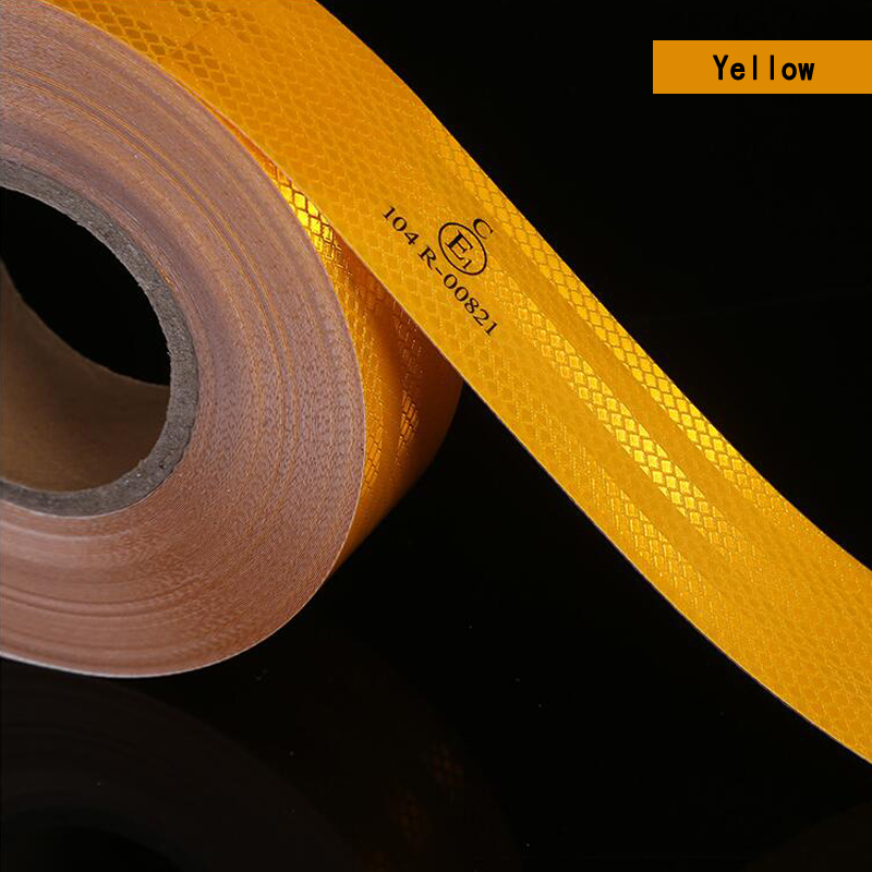 50mm width Self-Adhesive Reflective Warning Tape with Yellow red white Color for Car
